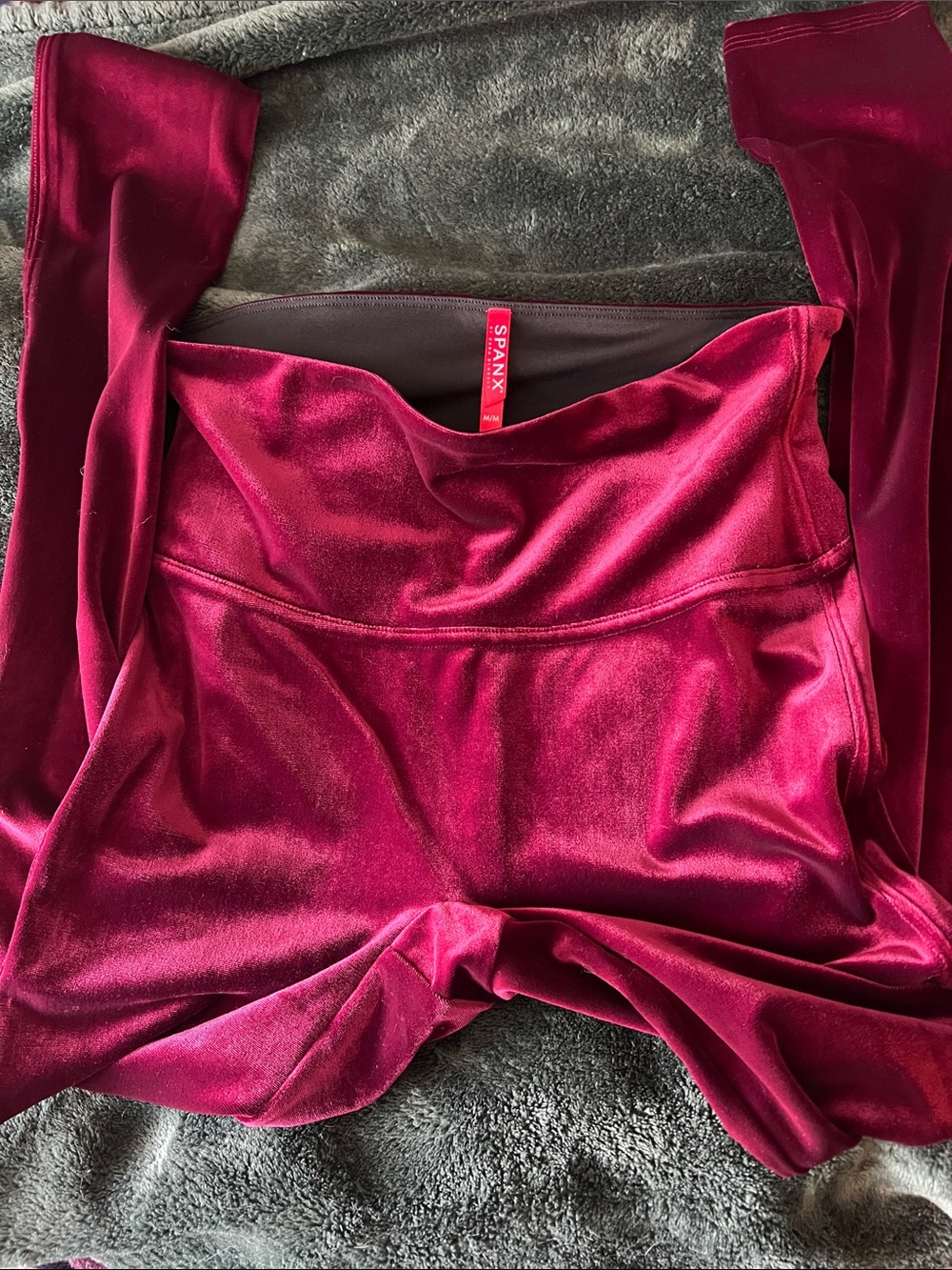 SPANX Velvet High-Rise Leggings in Deep Berry